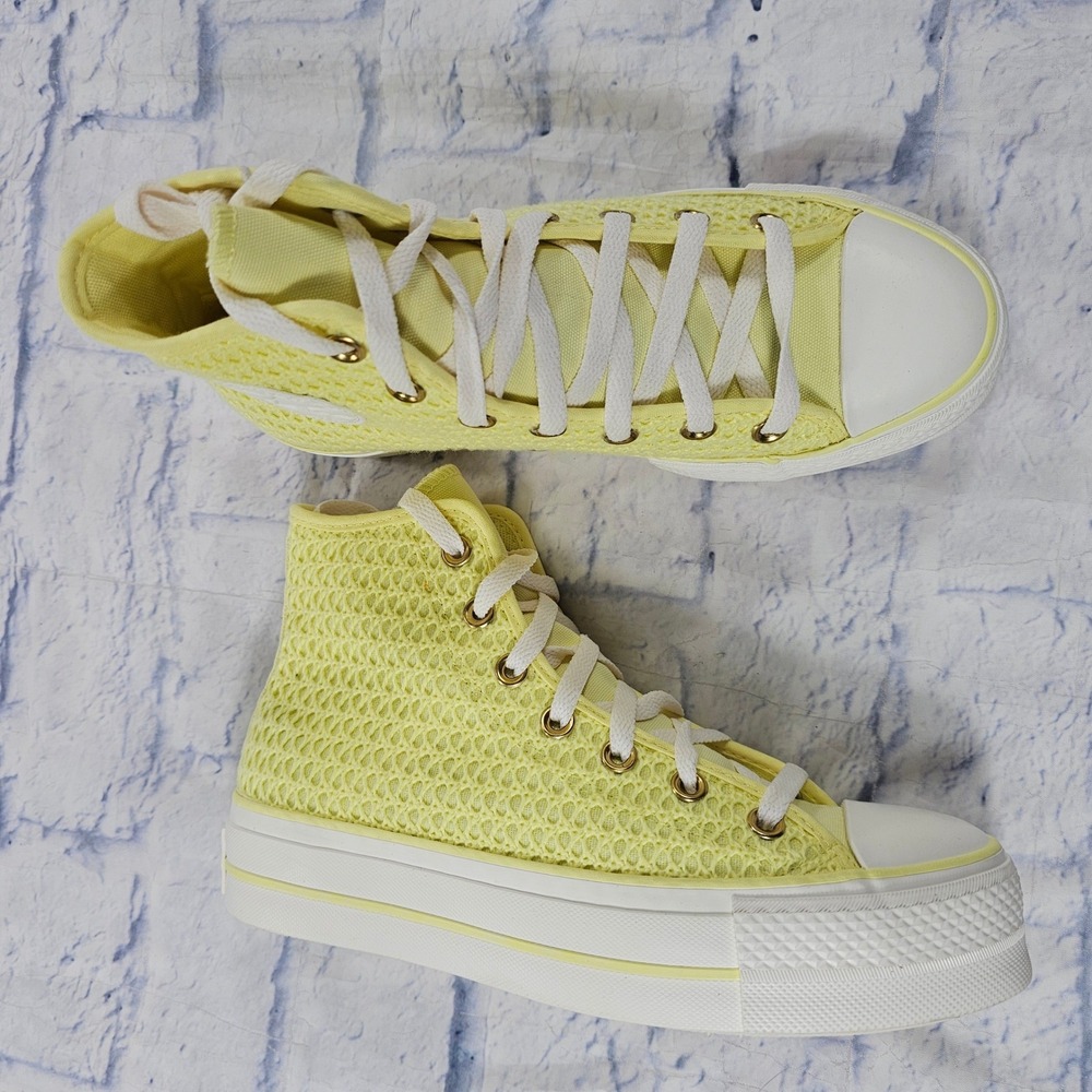 Converse Chuck Taylor Platform Women 7.5 Yellow Mesh High Top Sneakers A14967C